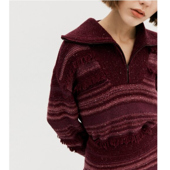 WNDERKAMMER Multi Yarn Knit Zip-up Purple Wool Sweater Top Size Small - Picture 9 of 11